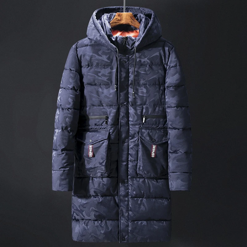Большие размеры 5XL-10XL мужские зимние камуфляжные куртки с капюшоном толстые теплые внутренние карманы парки простой подол практичные Длинные Стильные пальто