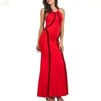 

Womens Dresses Sleeveless Patchwork Geometric Slim Elegant Dress Pencil Long Robe Female Party Dresses Women Evening Long Dress