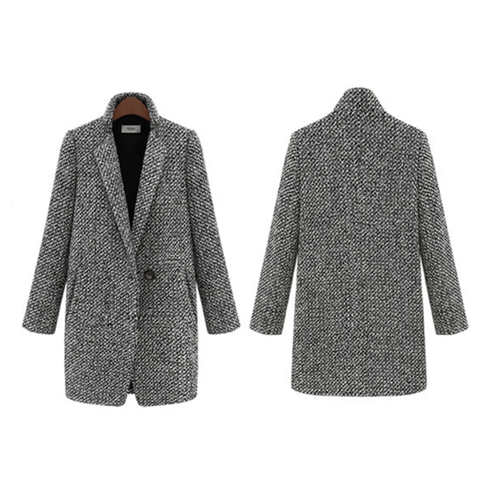 Топ зимнее женское длинное пальто женское серое плотное модное дизайнерское Новое поступление теплое шерстяное Пальто классическое длинное плюс