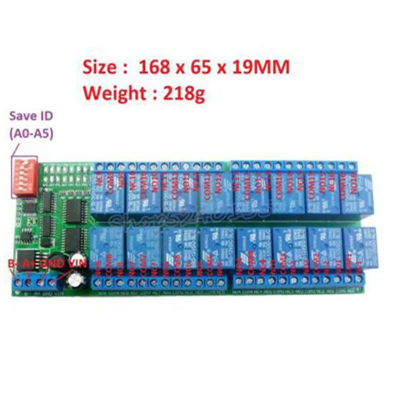 16 каналов DC 12V RS 485 Modbus RTU релейная плата RS485 Bus пульт дистанционного управления для