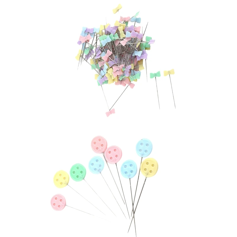 200 Pcs Pins Mixed Colors Sewing Patchwork Pins Flower Head Pins Sewing Tool Needle Arts Sewing Accessories, 100 Pcs Button& 10