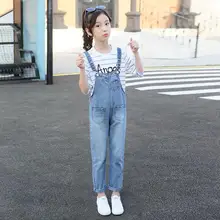 Осенне-зимний детский винтажный свободный джинсовый комбинезон для девочек-подростков, комбинезоны, джинсовый школьный комбинезон для девочек, K215