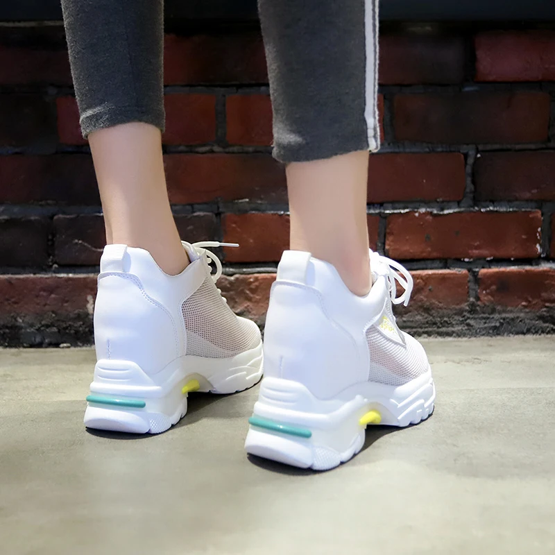 Rimocy chunky sneakers women spring summer breathable mesh high platform culcanize shoes woman height increasing shoes