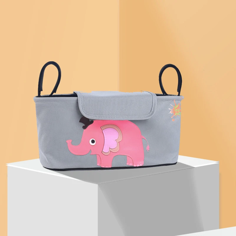 Pink elephant Сумка для детской коляски, милая мультяшная сумка для коляски, Большая вместительная подвесная сумка для коляски, сумка для мамы, органайзер, многофункциональная корзина для хранения - Цвет: Pink elephant