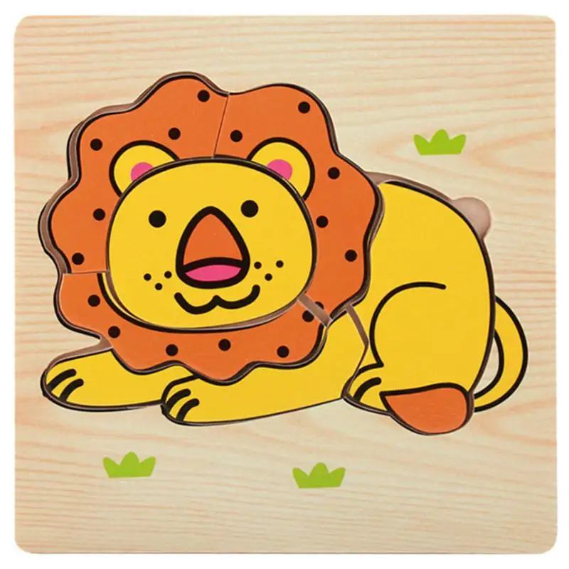 Lion Деревянная настольная игра-головоломка в виде животных, детские развивающие игрушки для детей 1, 3, 6 лет - Цвет: Lion