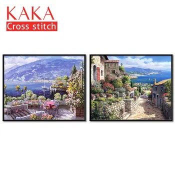 

Cross stitch kits,Embroidery needlework sets with printed pattern,11CT-canvas for Home Decor Painting,Landscape Full NCKS041