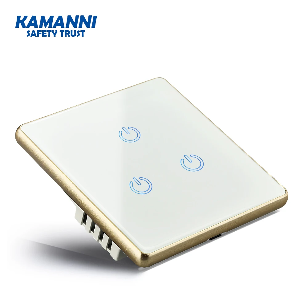 KAMANNI EU стены Стекло смарт сенсорный выключатель 3gang 1way 100 v-240 v Переключая старших светодиодный светильник Стекло переключатель Панель сенсорный экран