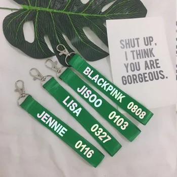 

Creative kpop Blackpink name keychains bag lanyard phone shell key buckle Cute pink key chain zipper puller kpop blackpink