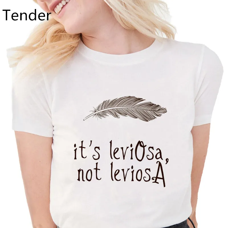 Женские футболки с буквенным принтом it's LeviOsa not LeviosA модные забавными перьями из
