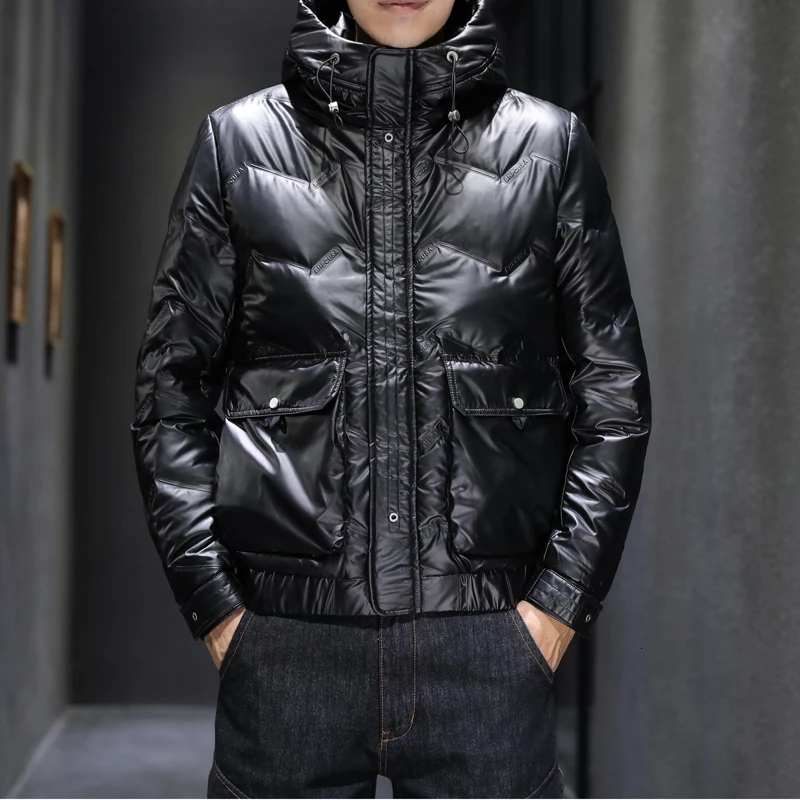 

2019 Winter Loose Coat Down Jackets Male Short Down Jacket Men's Thick Warm White Duck Down Snow Coat Hooded Men's Down Coat