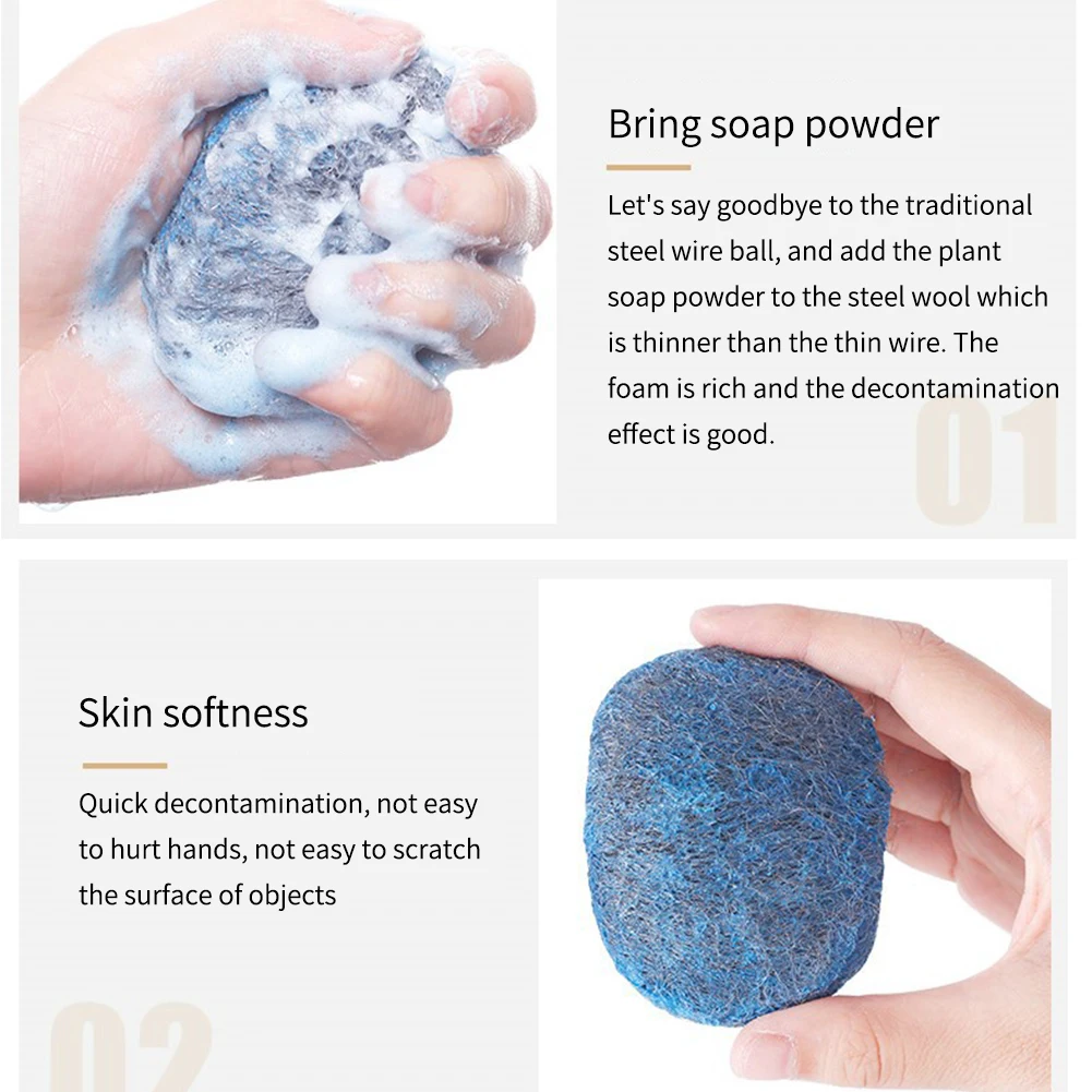 10 Pcs Tool Soap Powder Convenient Free Cut Repairing Steel Wool Ball Stains Removal Effective Kitchen Cleaning Home Thin