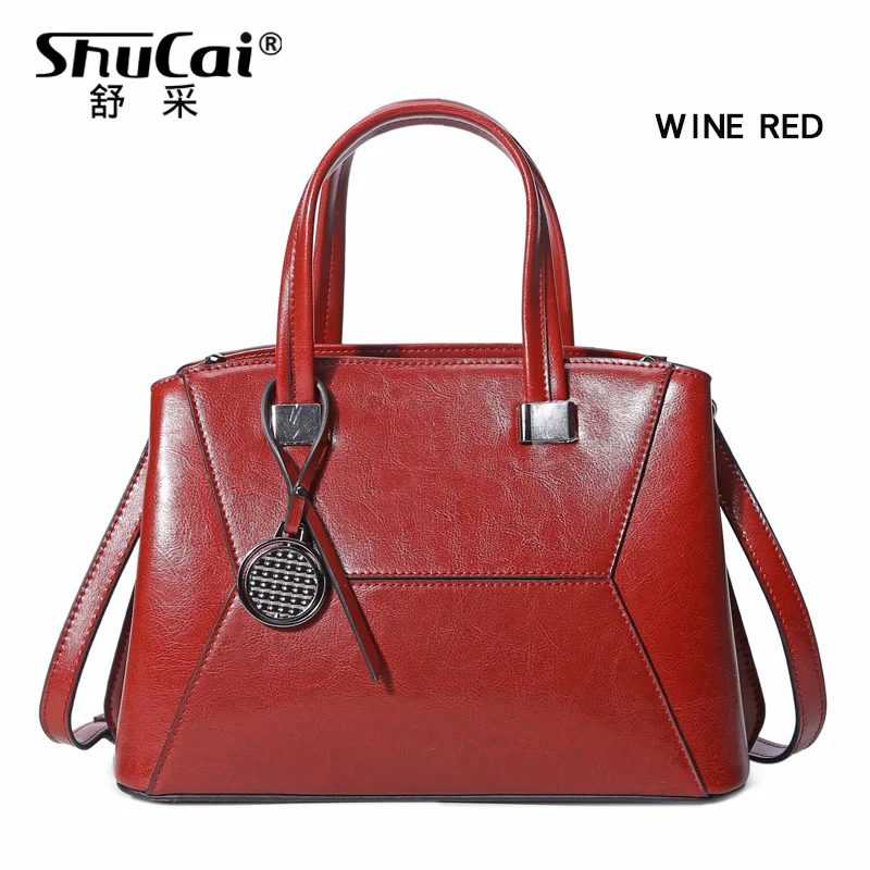 WINE RED Женские сумки из натуральной коровьей кожи, женские кожаные сумки, сумки-мессенджеры, высококачественные дизайнерские Роскошные брендовые сумки на плечо - Цвет: WINE RED