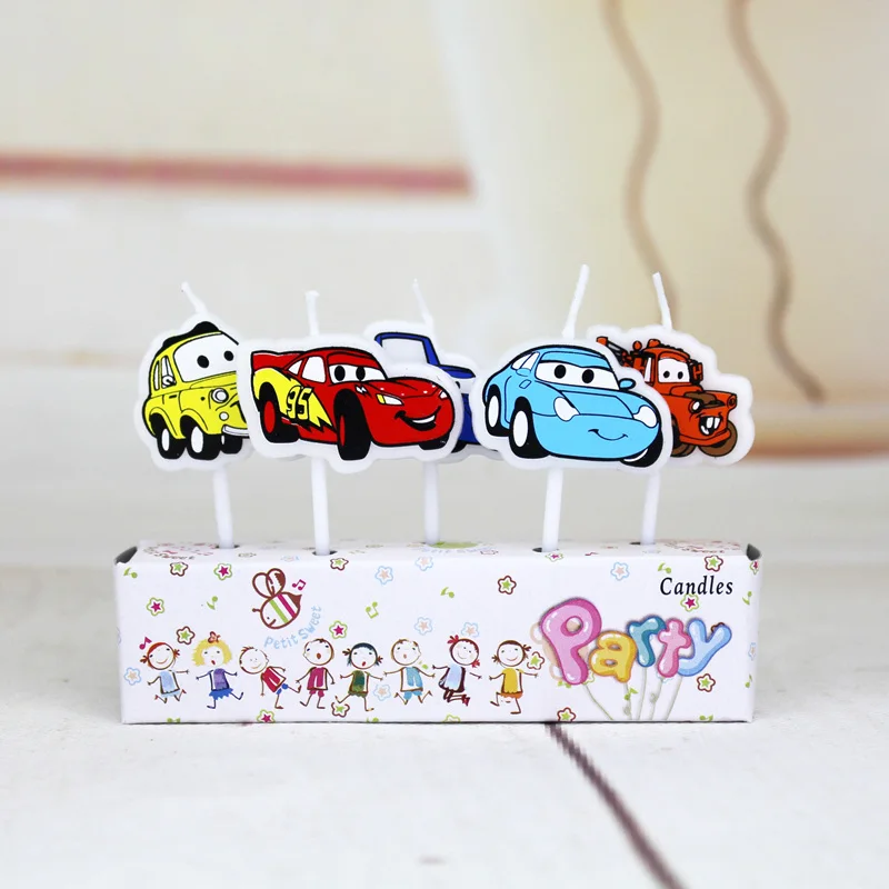 candle-5pcs Disney Lightning McQueen автомобили день рождения украшения бумажные чашки тарелки салфетки детский душ одноразовые столовые приборы - Цвет: candle-5pcs