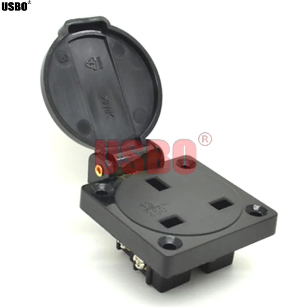 산업용 커넥터 전원 소켓, 블랙 블루 구리, 13A, 250V, IP44, 영국, 홍콩, 싱가포르, 방수 소켓, 50x50mm, 1 개