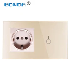 146 ЕВРО Стандартный сенсорный выключатель, панель из закаленного стекла, соединительный переключатель, комбинированный AC110-240