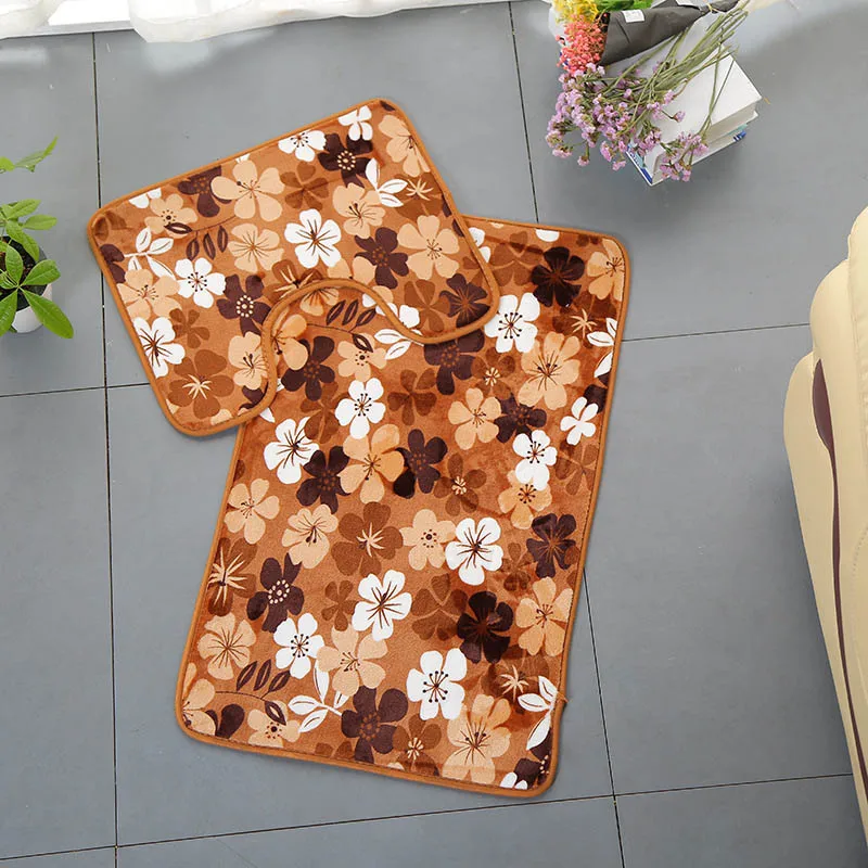 brown leaf 3 шт./компл. для ванной на нескользящей подошве Туалет коврики комплект коралловый флис абсорбент Туалет Ванная комната ковролин пьедестал коврики для туалета крышка Tapete Banheiro - Цвет: brown leaf
