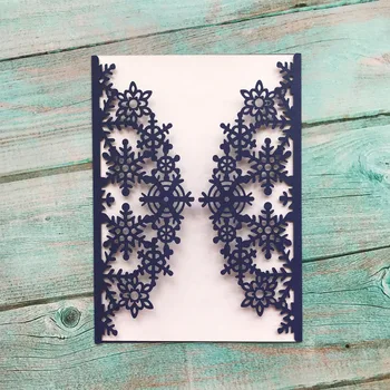 

12pcs Navy Blue laser cut chic wedding invitations card snowflake wedding decoration party paper craft gift greeting cards
