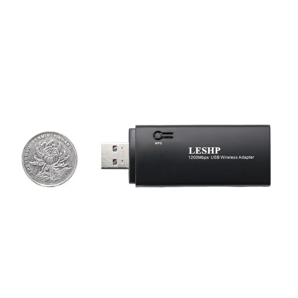 LESHP 1200 Мбит/с 11AC двухдиапазонный USB 3,0 беспроводной Wi-Fi сетевой адаптер широкий диапазон совместимости быстрая установка черный