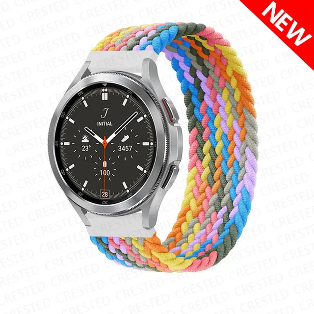 Braided Solo Loop band for Samsung Galaxy watch 4/classic/Active 2 Watchband 20mm 22mm Bracelet correa Amazfit GTS 2 mini strap cowboy color