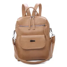 College Style Retro Multi-Purpose Backpack Women's New Style Campus Soft Leather College Student School Bag Versatile Backp