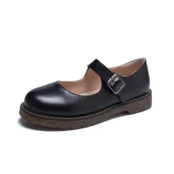 

Small Female Summer Vintage College Style Block Heel Cute Soft Girl Black Mary Jane JK Shoes lykj-yx