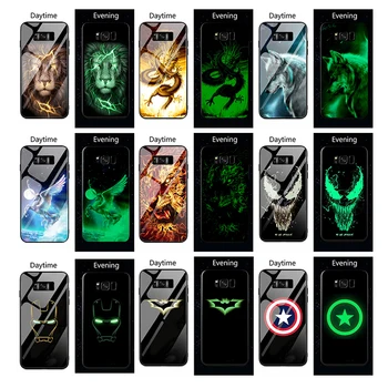 

Marvel Venom Luminous Glass Case For Samsung Galaxy S10 S9 S8 PLUS Avengers Back Cover For Galaxy Note 10 Pro 9 8 phone Case