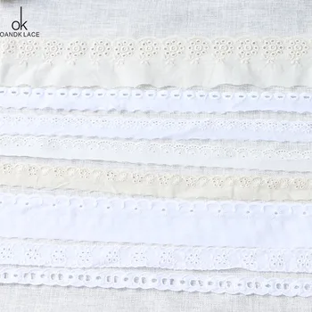 

2 yards 1.8-6.3cm high quality lace jewelry white cotton embroidery hollow pure cotton lace DIY garment wholesale