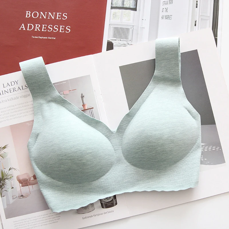 Wasteheart Для женщин мода осень розовый зеленый Bralette Беспроводной бесшовный цельный бюстгальтер из хлопка бюстгальтеры с чашками категории A, B, студент мягкий Девичья бюстгальтеры