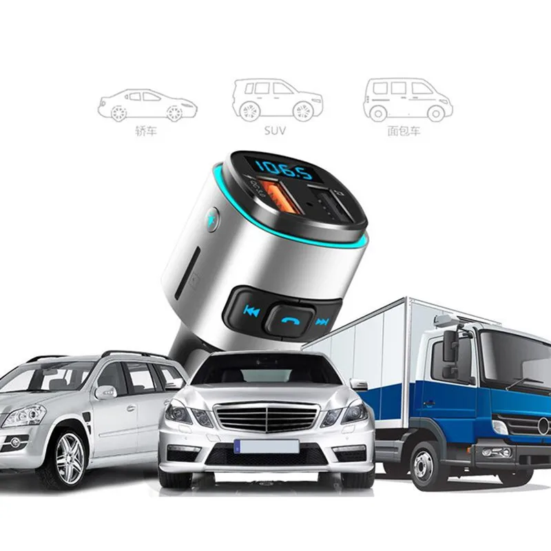 QC 3,0 зарядное устройство fm-передатчик AUX модулятор Bluetooth 4,2 беспроводной автомобильный Радио адаптер TF USB MP3 плеер с окружающим светильник