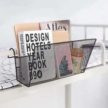 

Hard Iron Wire Bedside Storage Organizer Portable Storage Shelf Basket Hanging Caddy Bed Holder Book Pockets For Home Dormitory