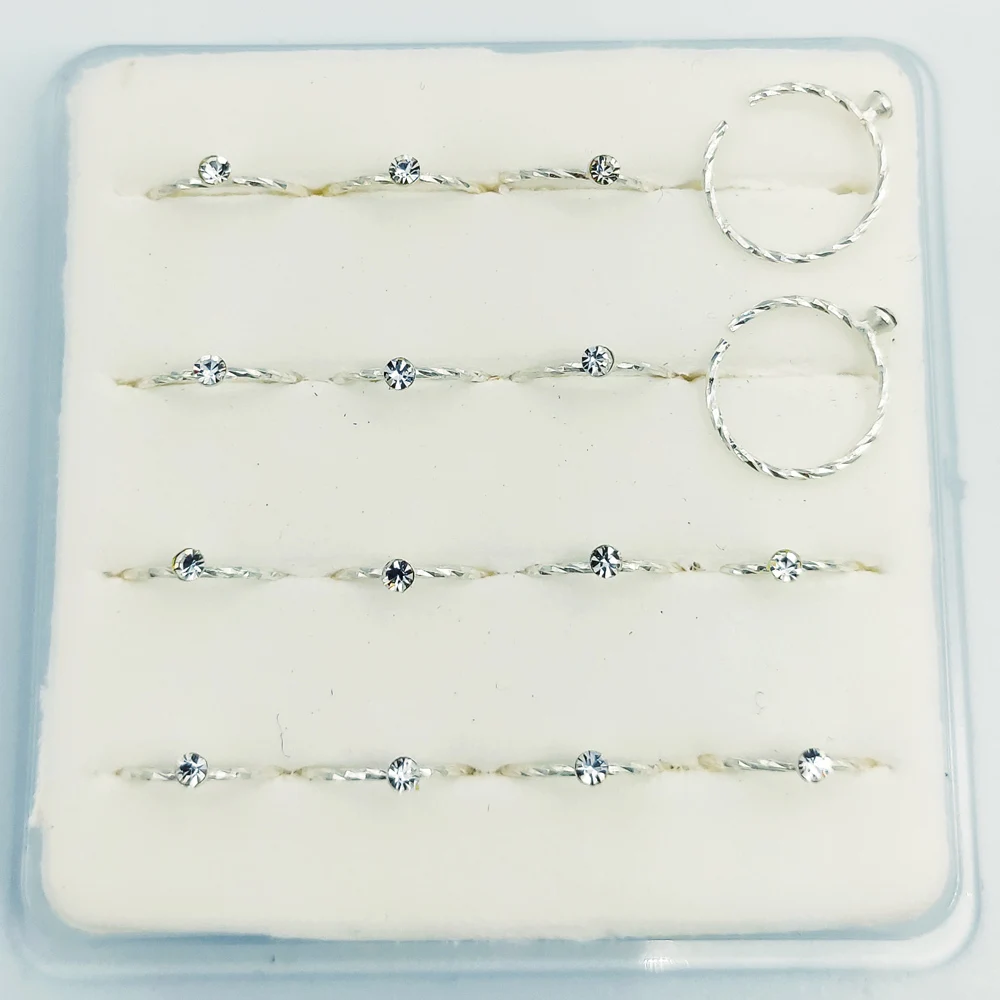 925 пробы silver swil twist обруч для носа с камнем Открытое кольцо пирсинга ювелирные