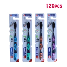 120 штук, Высококачественная семейная мягкая меховая зубная щетка с бамбуковым углем в твердом переплете для взрослых