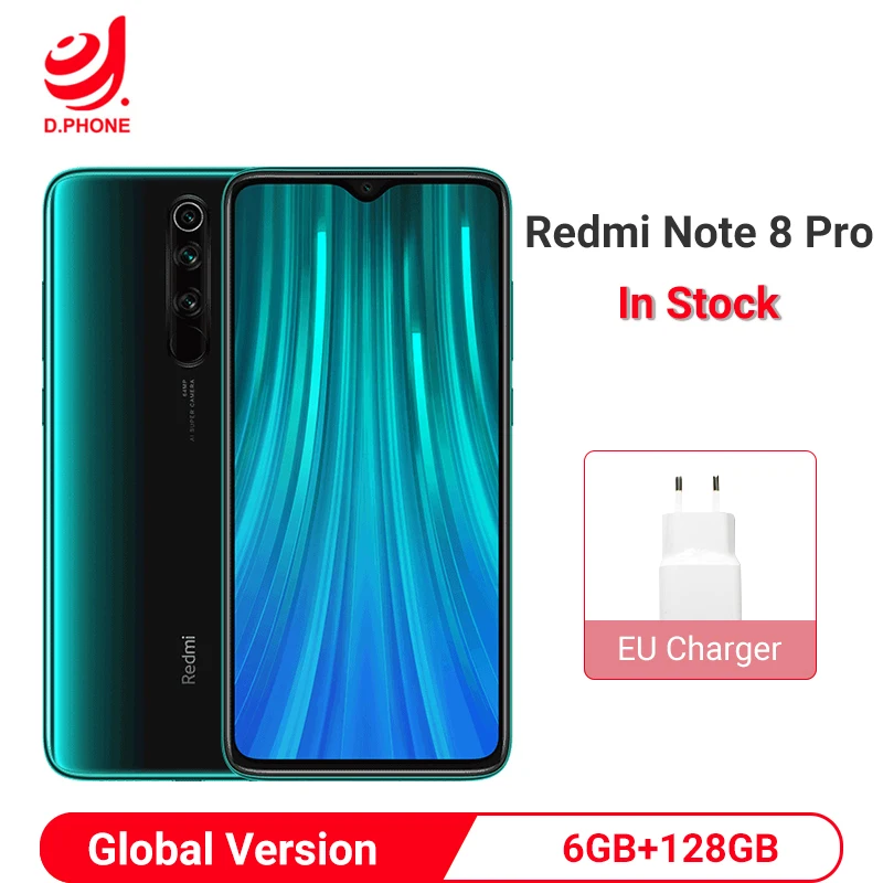 Xiaomi Redmi Note 8 Pro с глобальной версией, 6 ГБ, 128 ГБ, смартфон, 64 мп, четырехъядерный процессор Helio G90T, четыре ядра, 4500 мАч, NFC, сотовый телефон