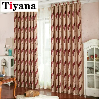 

Tiyana red curtains for living Luxury Wave Red Striped Design Simple Curtain For Living Room Bedroom Coffee Window Drapes P389X
