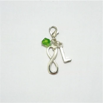 

1 Pcs Infinity Keychain, Infinity Zipper Pull with Green Bead, Symbol Jewelry Bags Accessories, Initial Charm