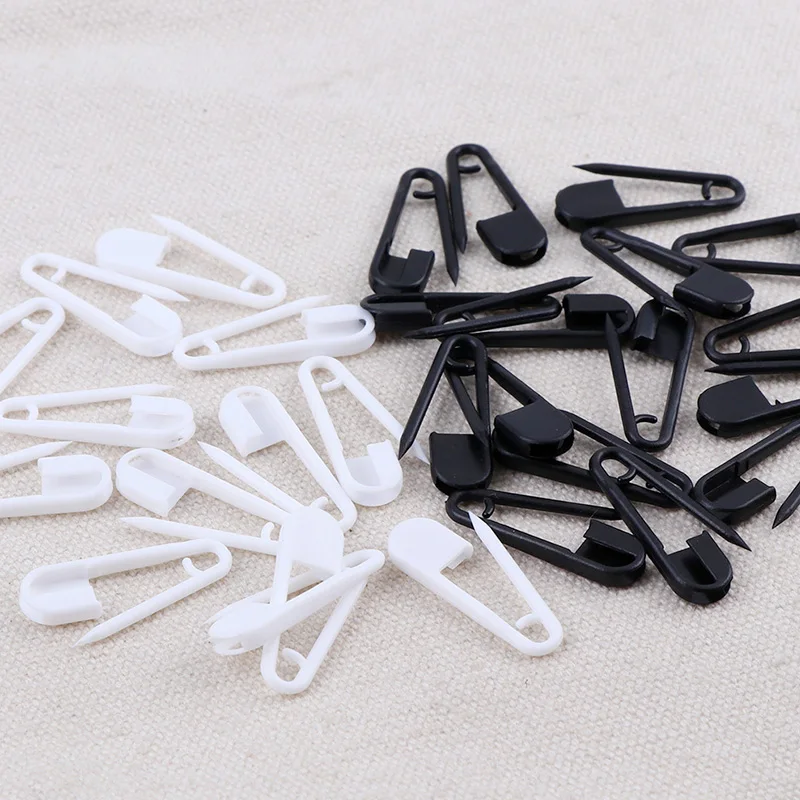 100pcs Safety Pins Crochet Locking Stitch Markers Black White Plastic