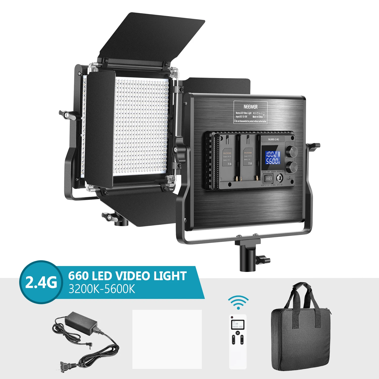 Neewer Улучшенный 2 4G 660 LED Видео свет с регулируемой яркостью Двухцветная