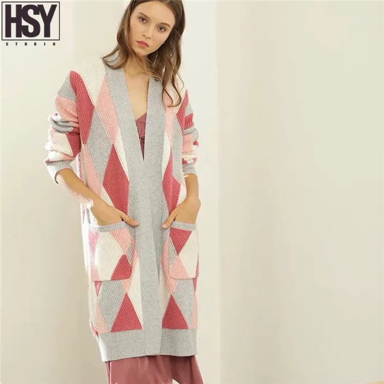 【HSY】 осенний роскошный женский свитер кашемир цвет Макарон пряжа без пуговиц карман свободный длинный рукав тонкий кардиган 2 цвета s