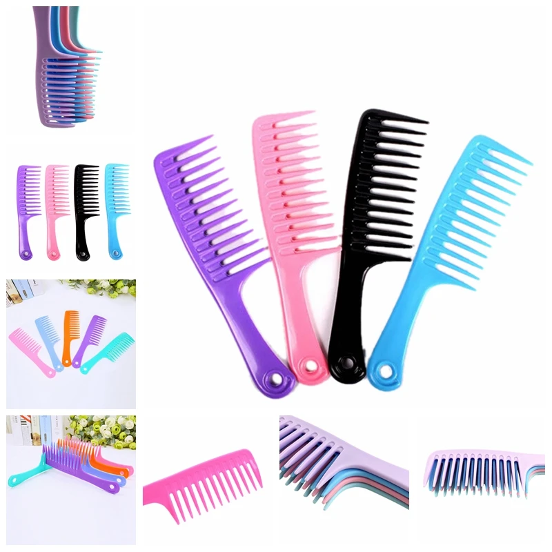 

Hairdressing Salon Plastic anti-static handle wide Tooth Hair Comb Detangling