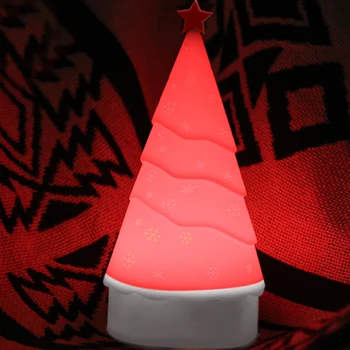 

Christmas Tree Patted Silicone LED Lamp Night Light 4 Color Touch Sensor Changes Tap Control Music Playback for Children Gift