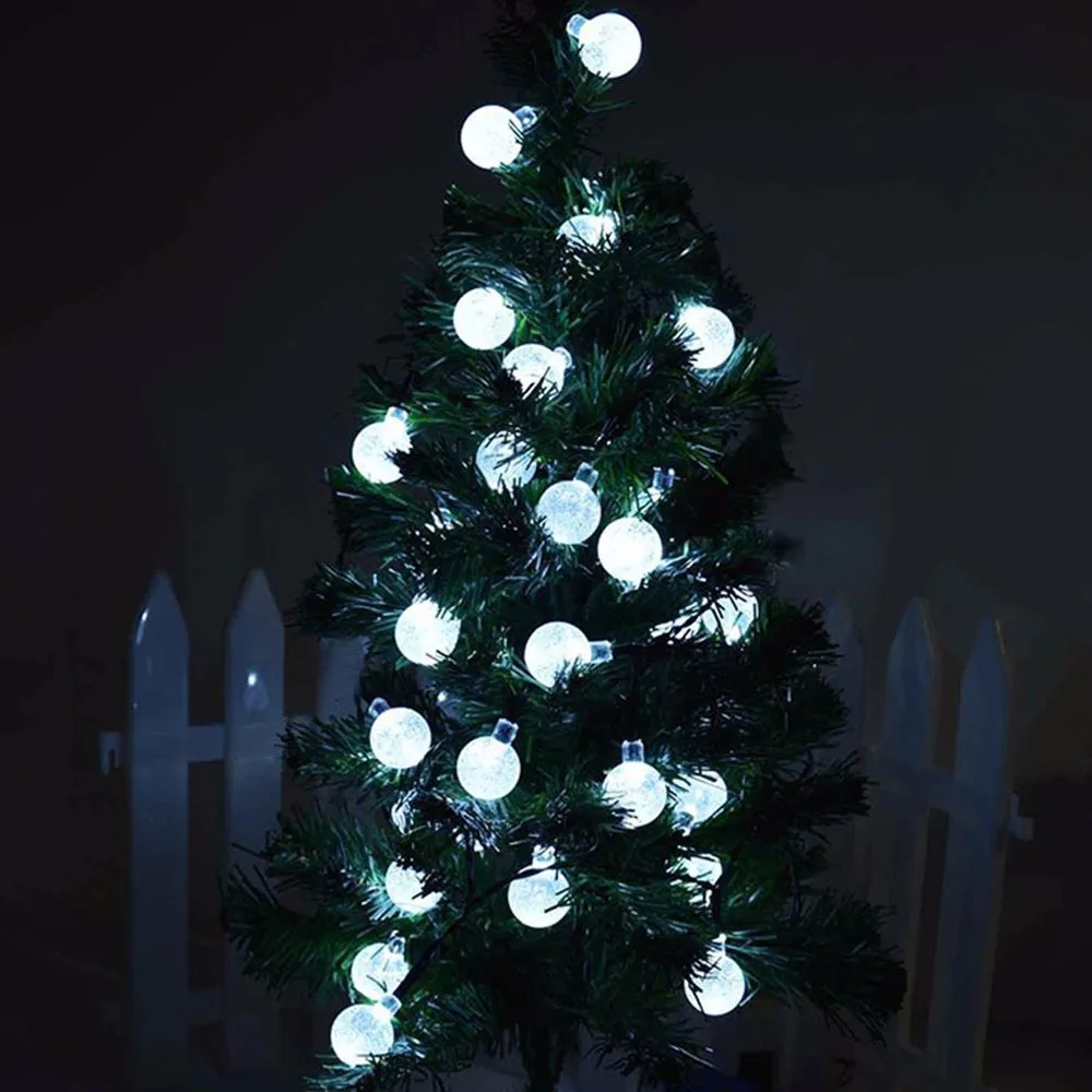 3M/7M Solar LED String Light 30/50/LED Small Crystal Globe Ball LED Fairy Lights For Garden Christmas Wedding Decoration D35