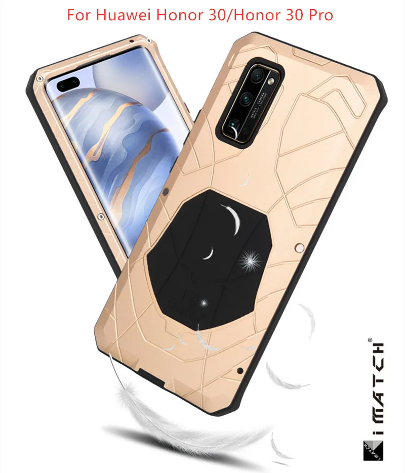 

Чехол IMATCH для Huawei Honor 30 Pro, жесткий алюминиевый металлический силиконовый армированный сверхпрочный защитный чехол для Huawei Honor 30, чехол