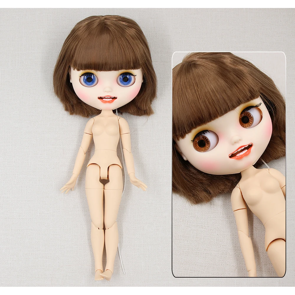 Neo Blythe Doll with Brown Hair, White Skin, Matte Smiling Face & Custom Jointed Body 1