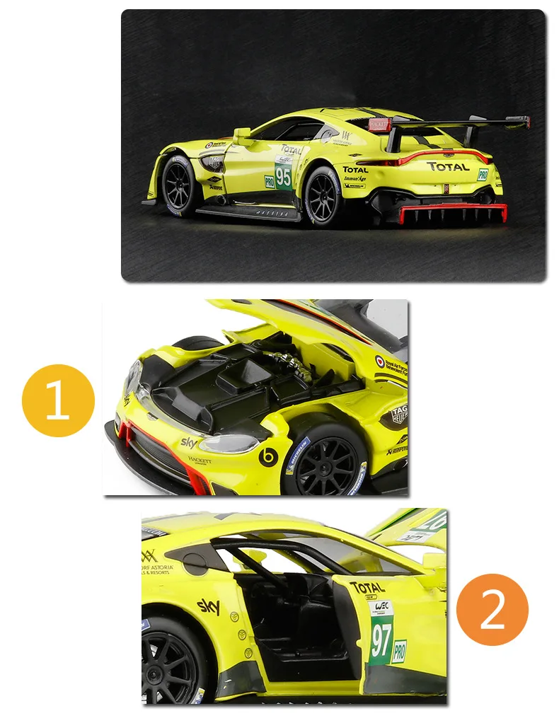 Hdw1/32 Aston Martin GTE брелок для автомобильных ключей, модель 3-дверный гоночного автомобиля металлические модель звук и светильник ВОИН игрушечный автомобиль