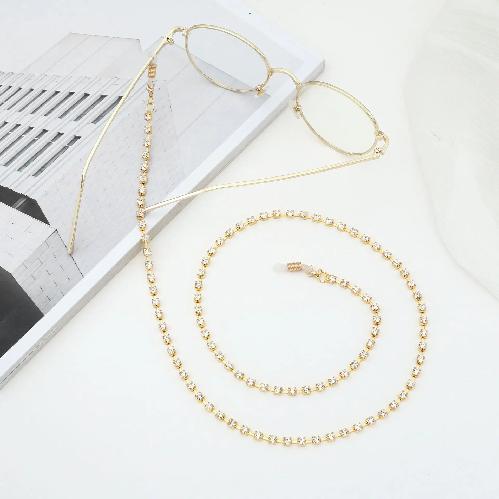 Top Grade Man-made Diamond Anti-slip Glasses Chain Cool Fashion Glasses Cord Lanyard Glasses Parts Wholesale AliExpress