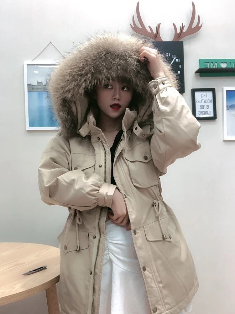

Boollili Winter Women's Down Jacket Hooded White Duck Down Coat Female Jacket Fashion Big Fur Collar Chaquetas De Mujer