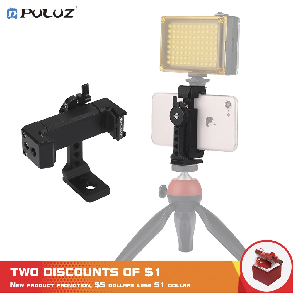 PULUZ PU367 вращающийся на 360 градусов универсальный металлический зажим для телефона держатель кронштейн для Android для IOS
