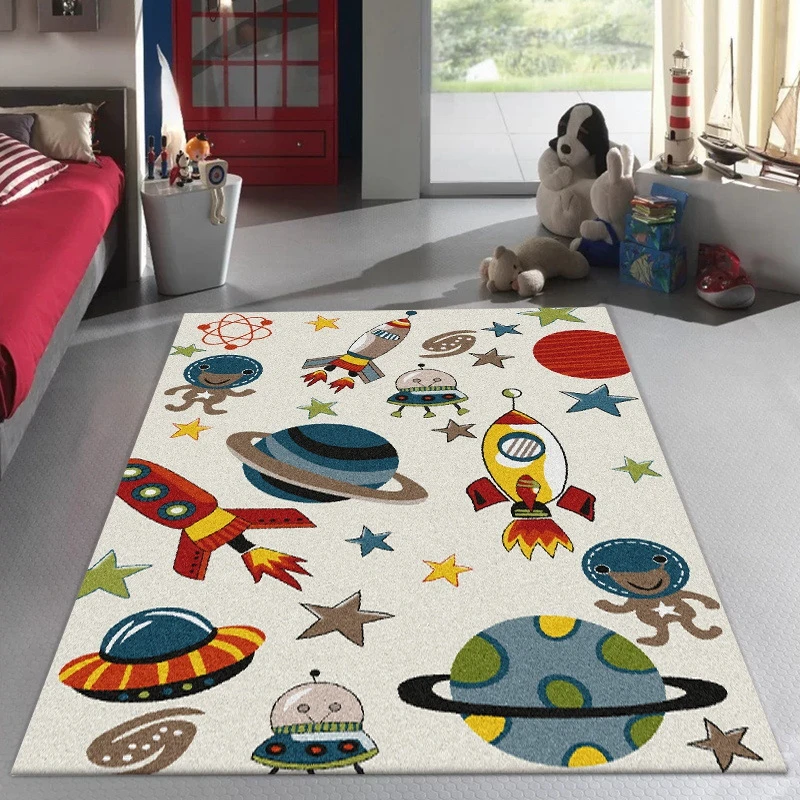 Космическая Вселенная планета меховой коврик для гостиной милый домашний декор с персонажами из мультфильмов области ковры для спальни детский диван Нескользящие коврики