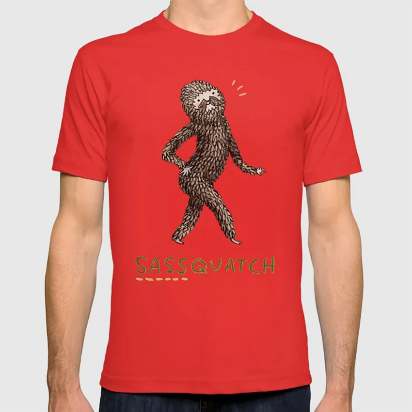 Sassquatch футболка графит комикс мультфильм животных иллюстрация людей юмор
