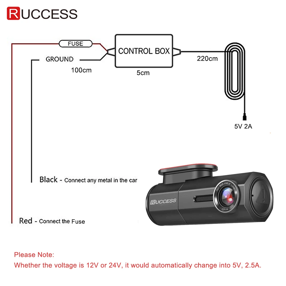 RUCCESS жесткий провод комплект Мини Micro USB 12 В до 5 В 2.5A автомобильный адаптер DVR мощность зарядный кабель Hardwire комплект для Xiaomi/70mai/Dash Cam